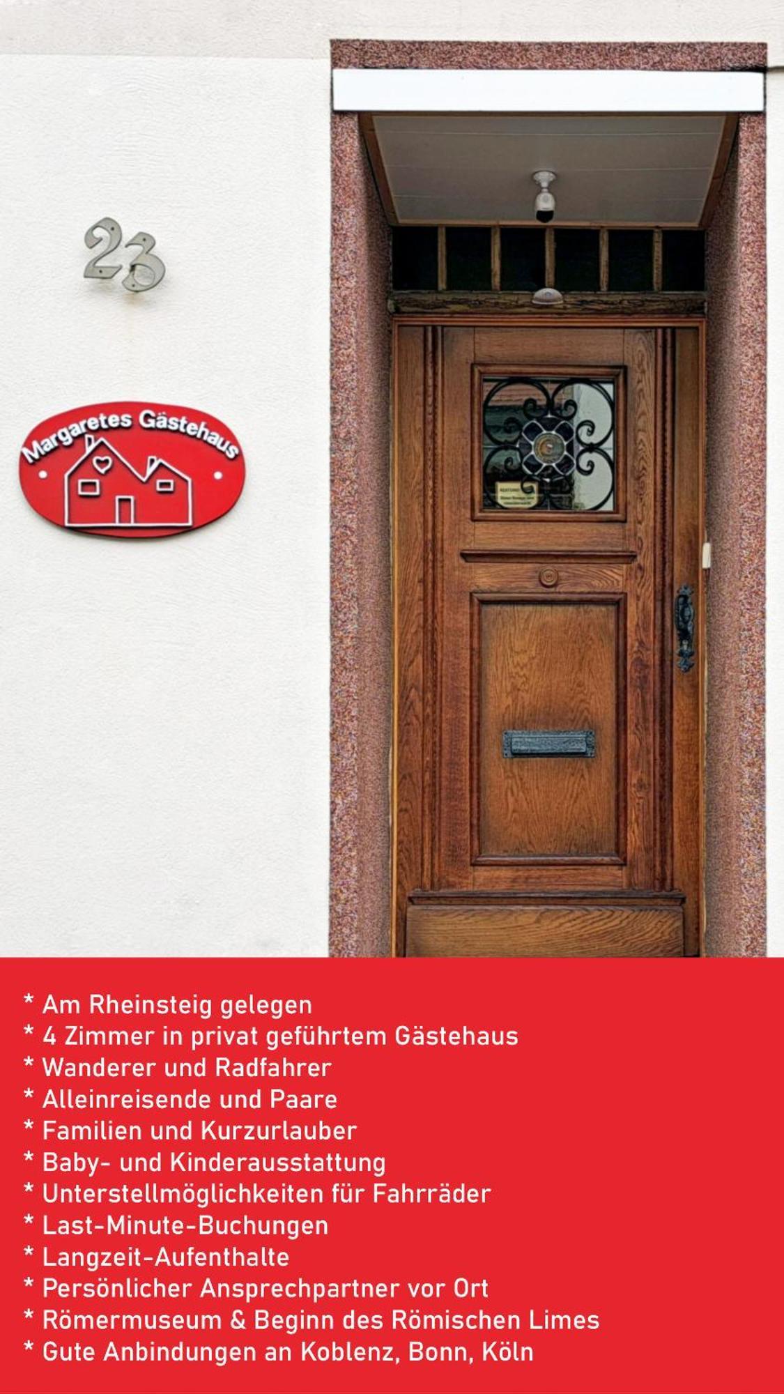 Margaretes Gaestehaus Am Rheinsteig Wanderer Radfahrer Familien Business-Reisende Wlan Gratis Rheinbrohl Екстер'єр фото
